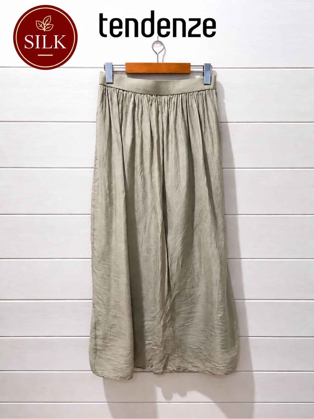 • Tendenze Light Grey Silk Maxi Skirt – Size M